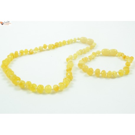 Milky Baroque Amber Teething Necklace and Bracelet Set