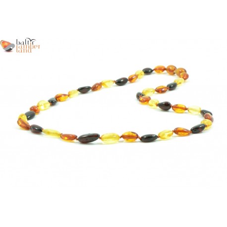 Multicolor Amber Adult Necklace in Bean Style