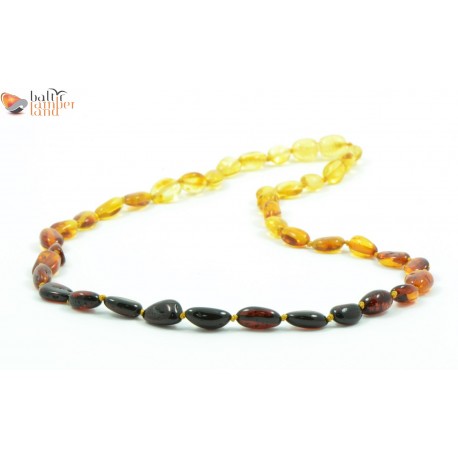 Rainbow Amber Necklace for Adults in Bean Style