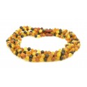 LOT of 5 Unpolished Multicolor Amber Adult Necklaces in Baroque Style