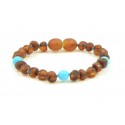 Amber Baby Bracelets / Anklets with Turquoise Beads